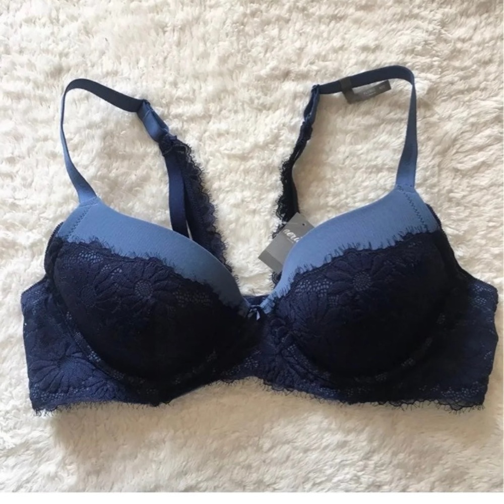 Ariel blue lace bra plunge 40 C